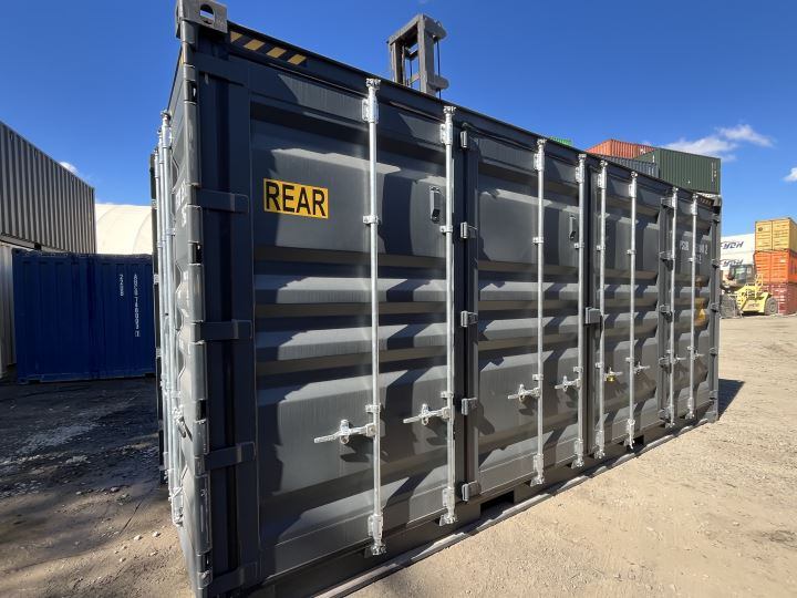 Side-opening container exterior